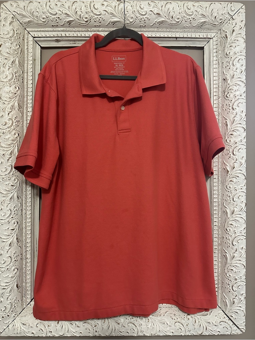 L.L. Bean Men's Short-Sleeve Polo in Coral XL
